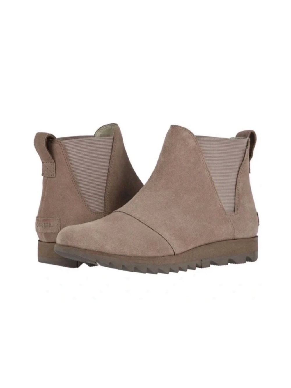 Sorel Harlow Suede Chelsea Ankle Booties Taupe Color Boots